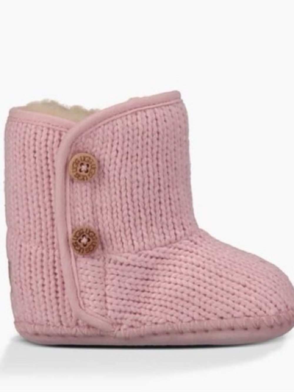 UGG Pink Knit Baby Bootie with Button Detail